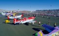 Airplanes lined up for the start of the Unlimited Gold class race at the Reno National Championship Air Races